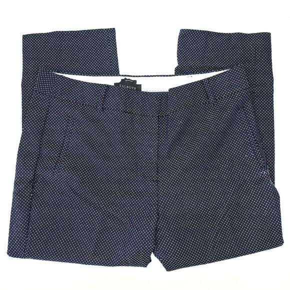 Talbots Navy Blue Newport Diamond Polka Dots Mid-Rise Preppy Dress Pants Sz 8 - Picture 1 of 15